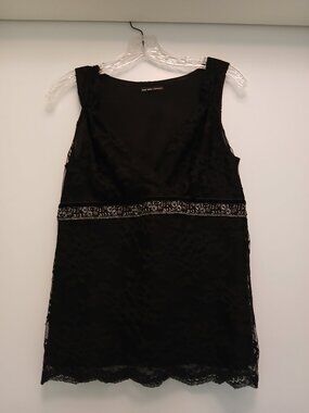 Vintage Y2K New York & Co. Black Lace Babydoll Top Sz M
